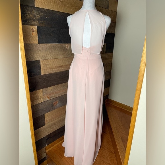 Hayley Paige Occasions Chiffon Light Pastel Pink Evening Prom Dress, Size 4 - Picture 3 of 7
